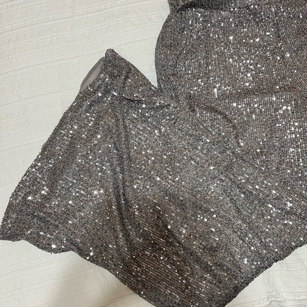 Silver sequined flair pants from Lulus!